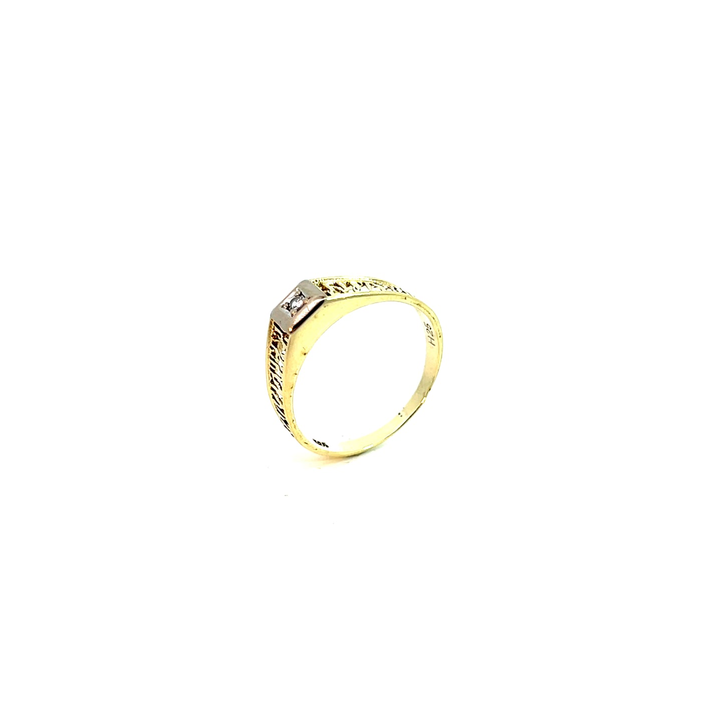 Ring Bicolor 585 / 14 Karat mit Diam. 0,02ct Gr. 58 Nr. 6102