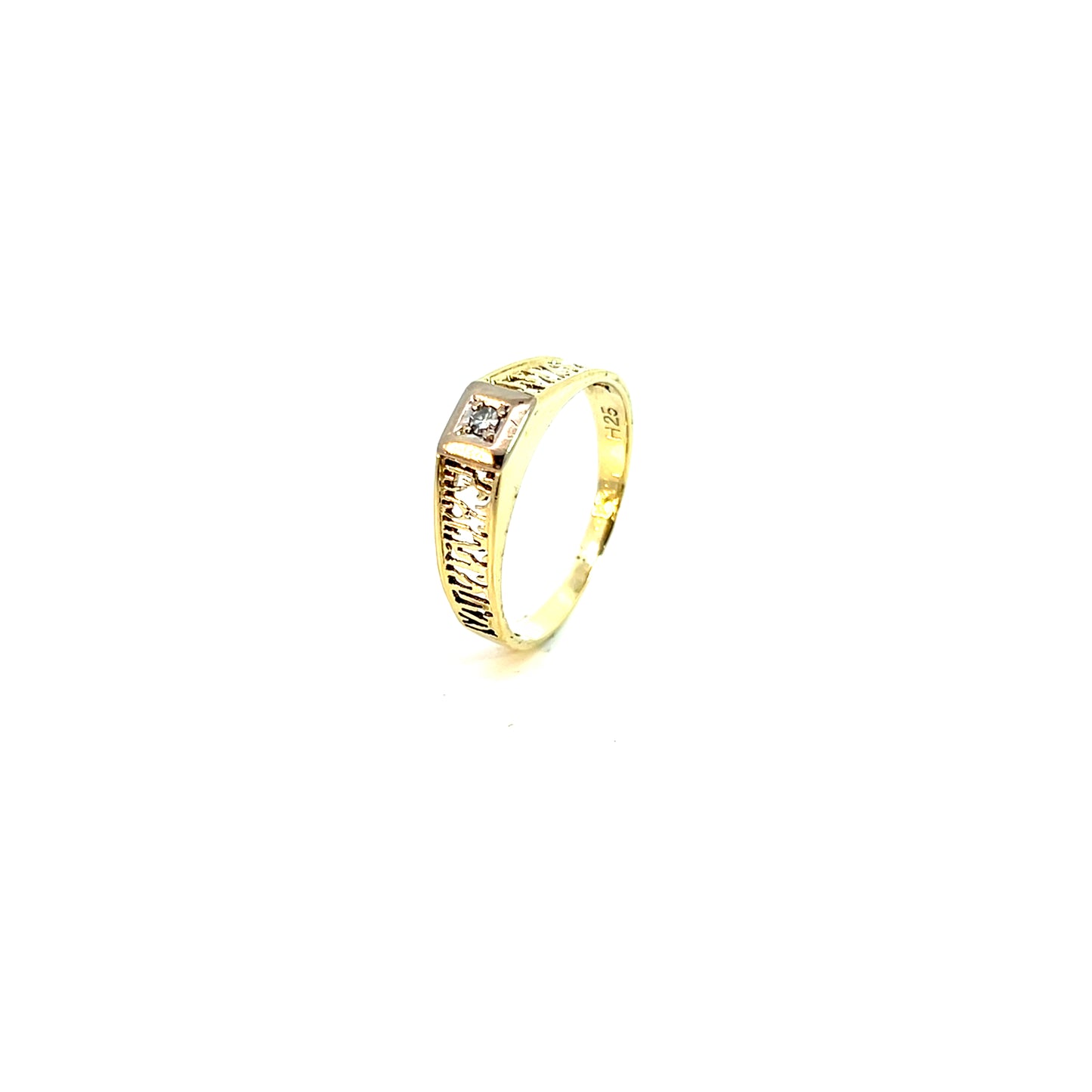 Ring Bicolor 585 / 14 Karat mit Diam. 0,02ct Gr. 58 Nr. 6102