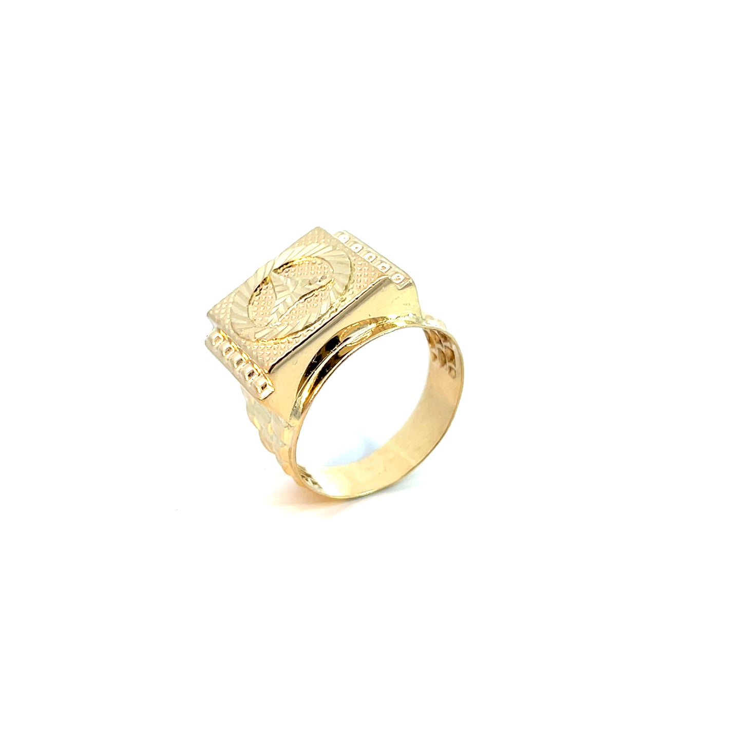 Herrenring Gelbgold 585 / 14 Karat Mercedes Gr.68 Nr. 6104