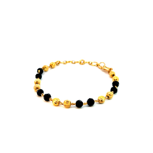 Armband Gelbgold 916 / 22 Karat mit Onyx Länge 14-16cm Nr. 6105