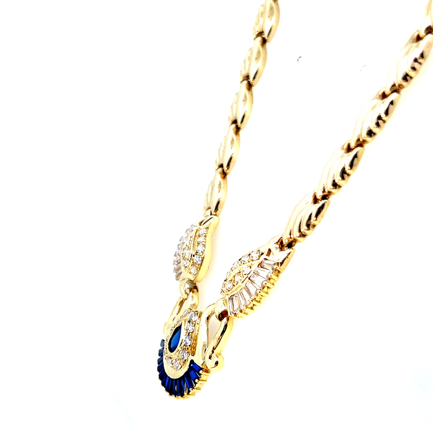 Collier Gelbgold 585 / 14 Karat blaue Farbsteine & Zikonia Nr. 6051