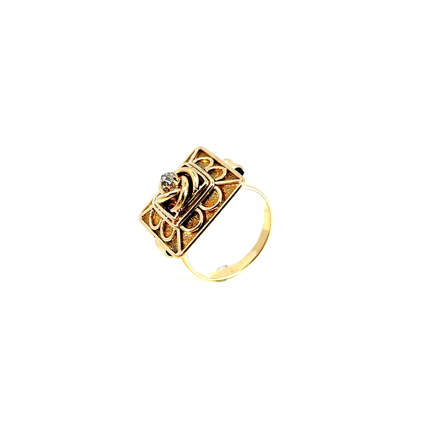 Ring Gelbgold 585 / 14 Karat mit Diamantrose Gr. 53 Nr.6053