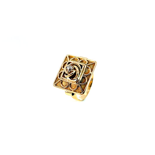 Ring Gelbgold 585 / 14 Karat mit Diamantrose Gr. 53 Nr.6053