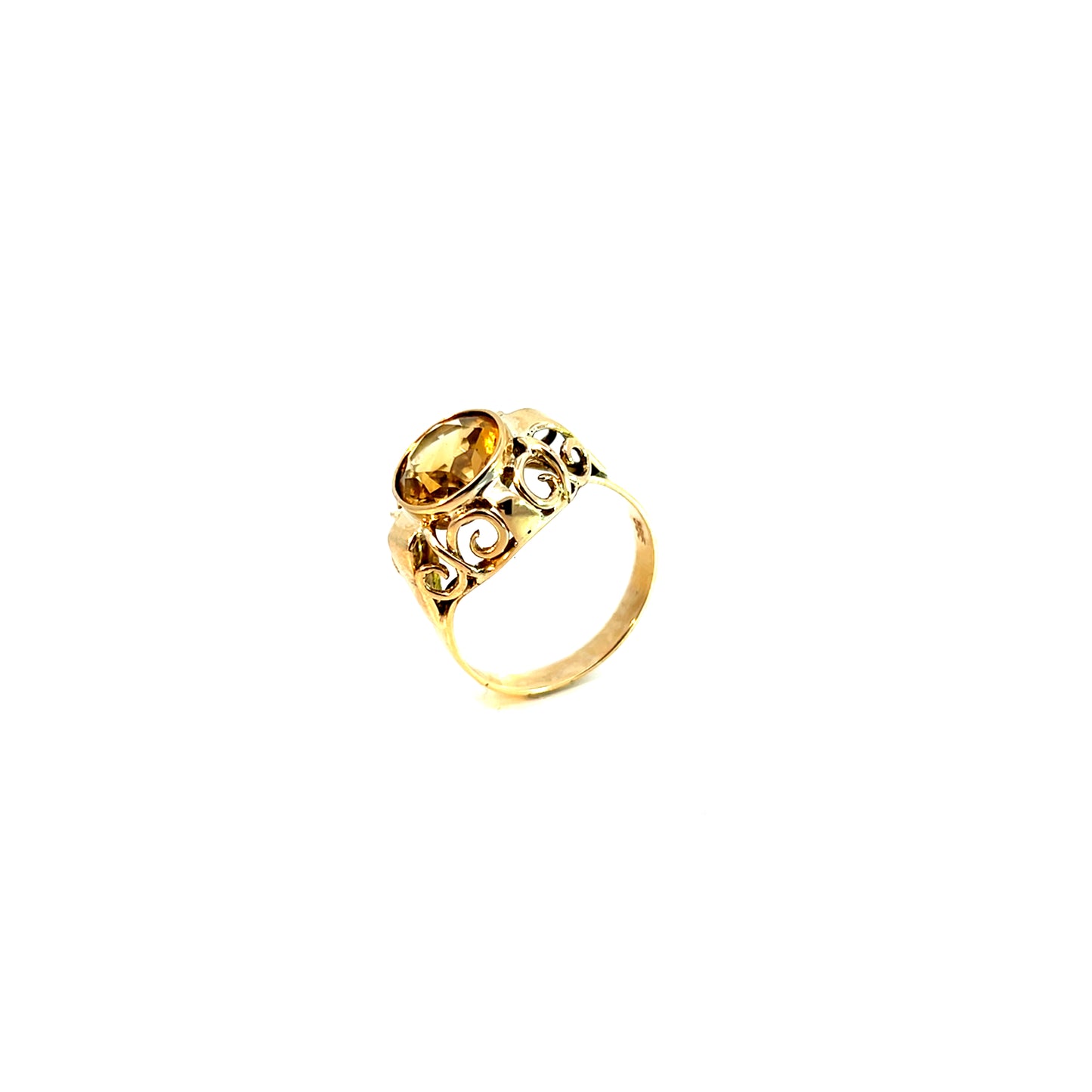 Ring Gelbgold 585 / 14 Karat gelber Farbstein Gr. 58 Nr. 6054