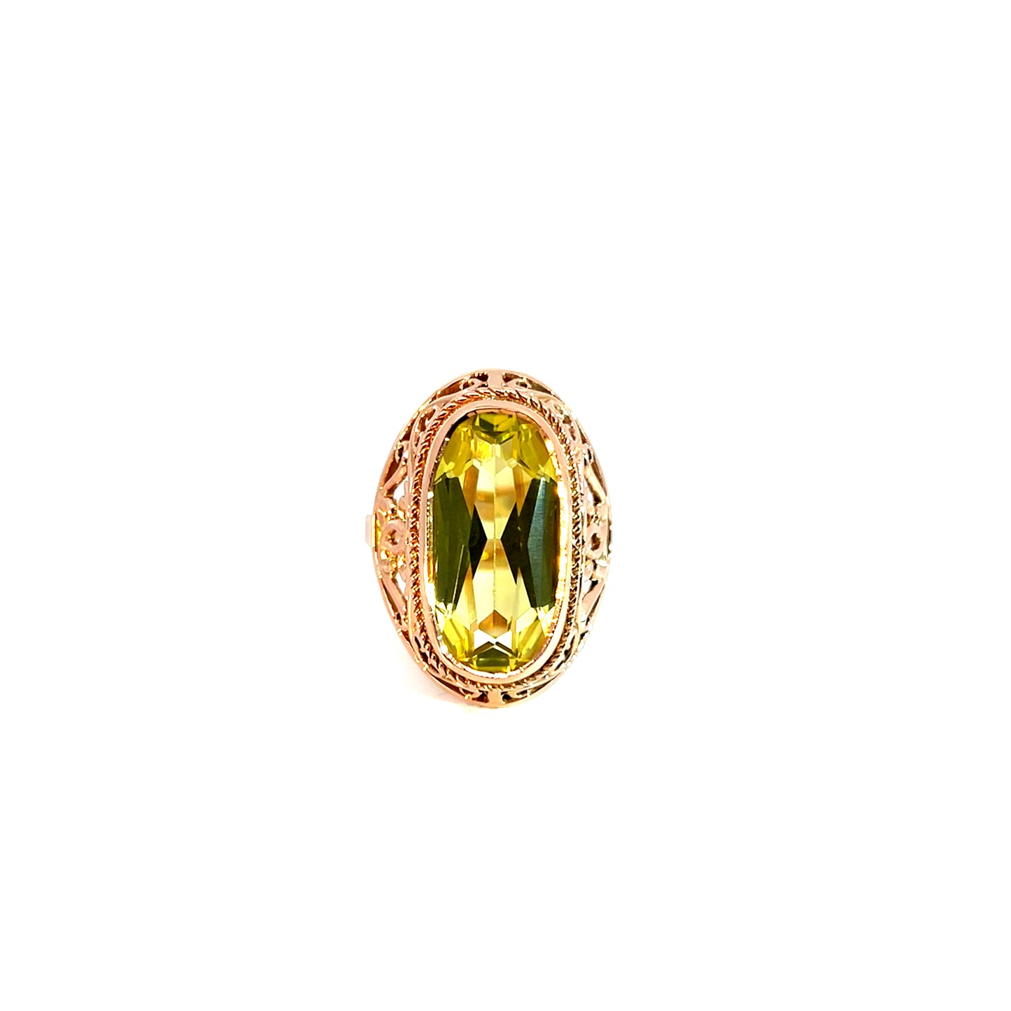 Ring Roségold 585 / 14 Karat mit grünem Farbstein Gr. 58 Nr. 6154