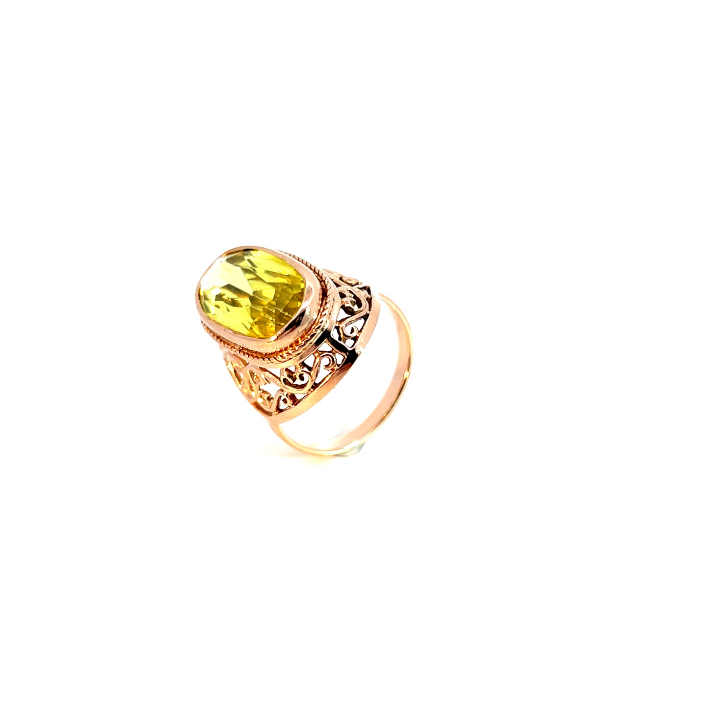 Ring Roségold 585 / 14 Karat mit grünem Farbstein Gr. 58 Nr. 6154