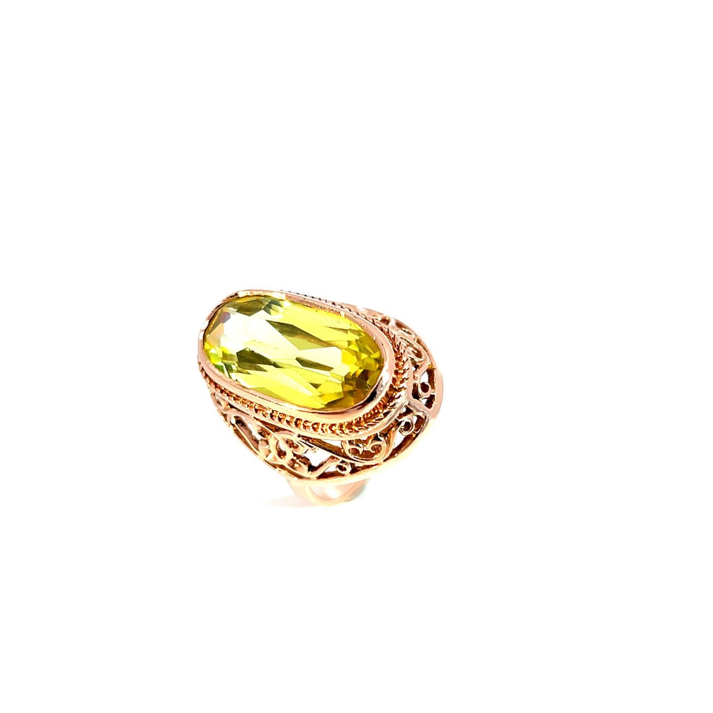 Ring Roségold 585 / 14 Karat mit grünem Farbstein Gr. 58 Nr. 6154