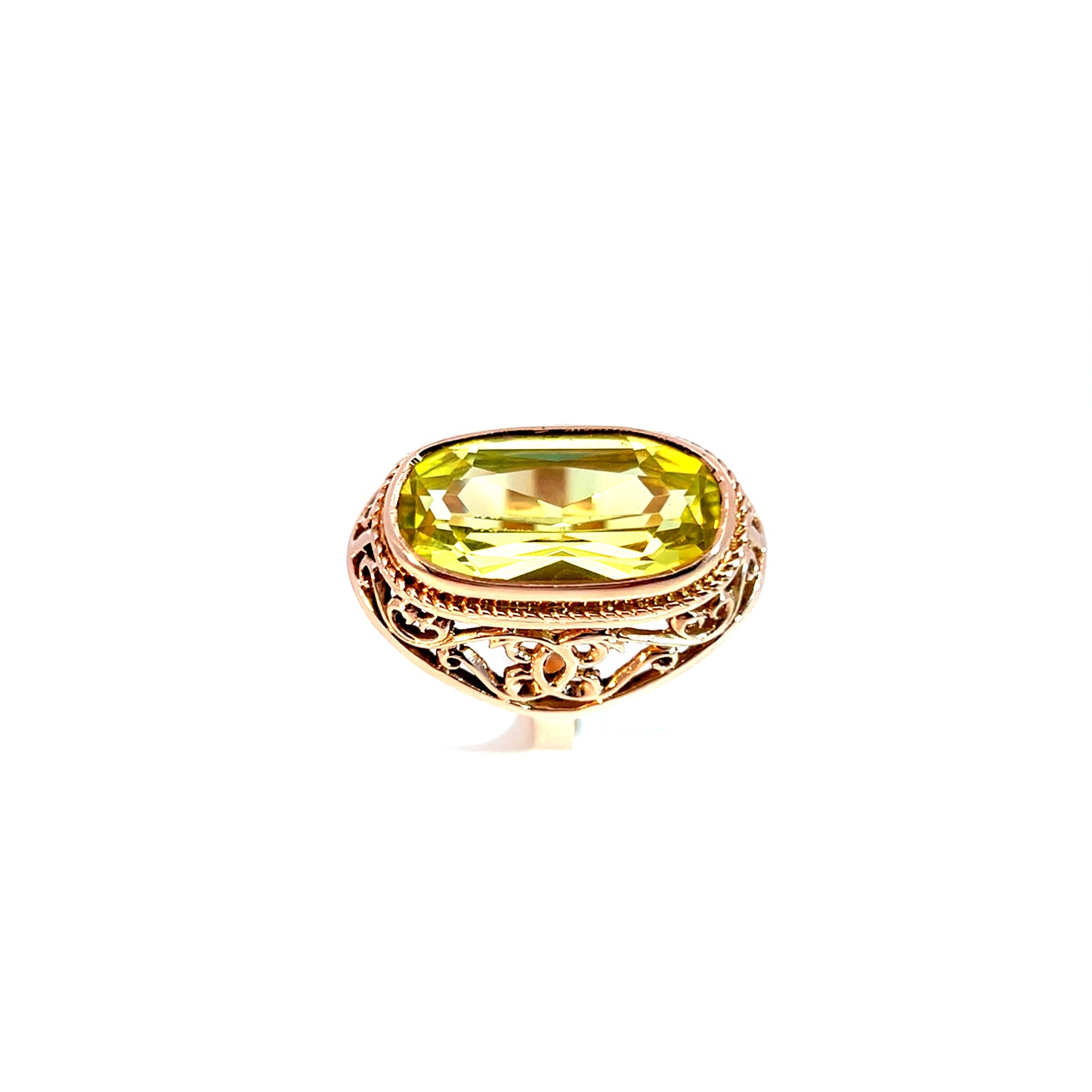 Ring Roségold 585 / 14 Karat mit grünem Farbstein Gr. 58 Nr. 6154