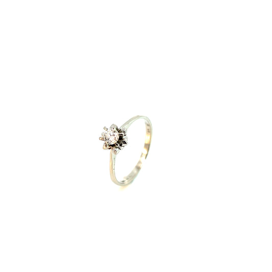 Solitärring Weißgold 585 / 14 Karat mit Brill. 0,26ct Gr. 59 Nr. 6142