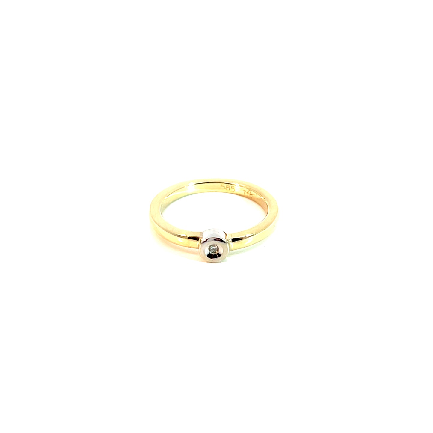 Ring Bicolor 585 / 14 Karat mit Brill. 0,02ct Gr. 56 Nr. 6143