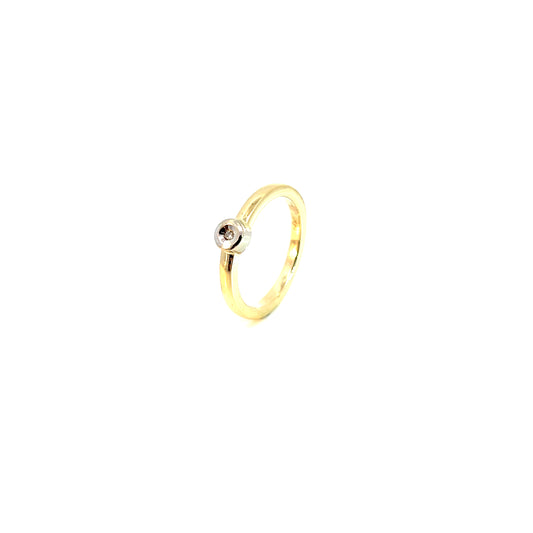 Ring Bicolor 585 / 14 Karat mit Brill. 0,02ct Gr. 56 Nr. 6143