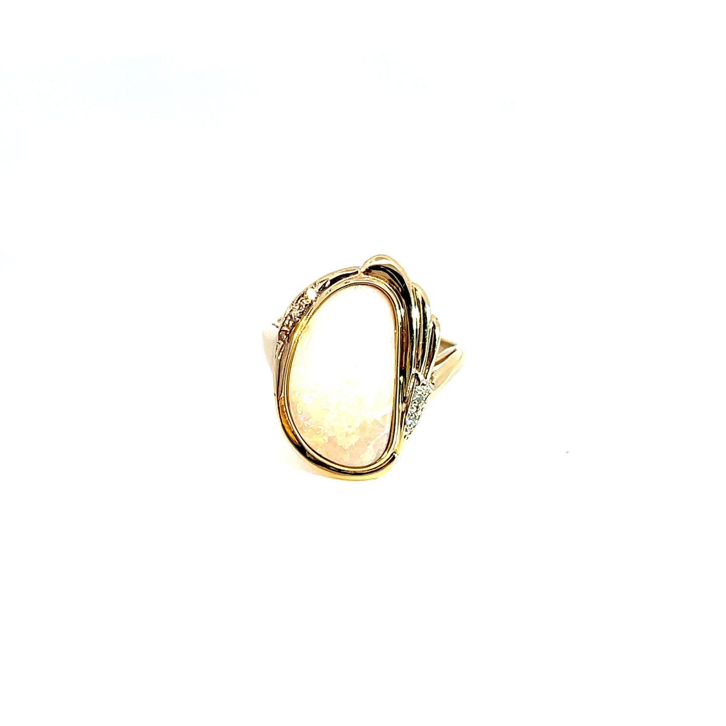 Ring Gelbgold 585 / 14 Karat mit Diam. & Opal Nr. 5943