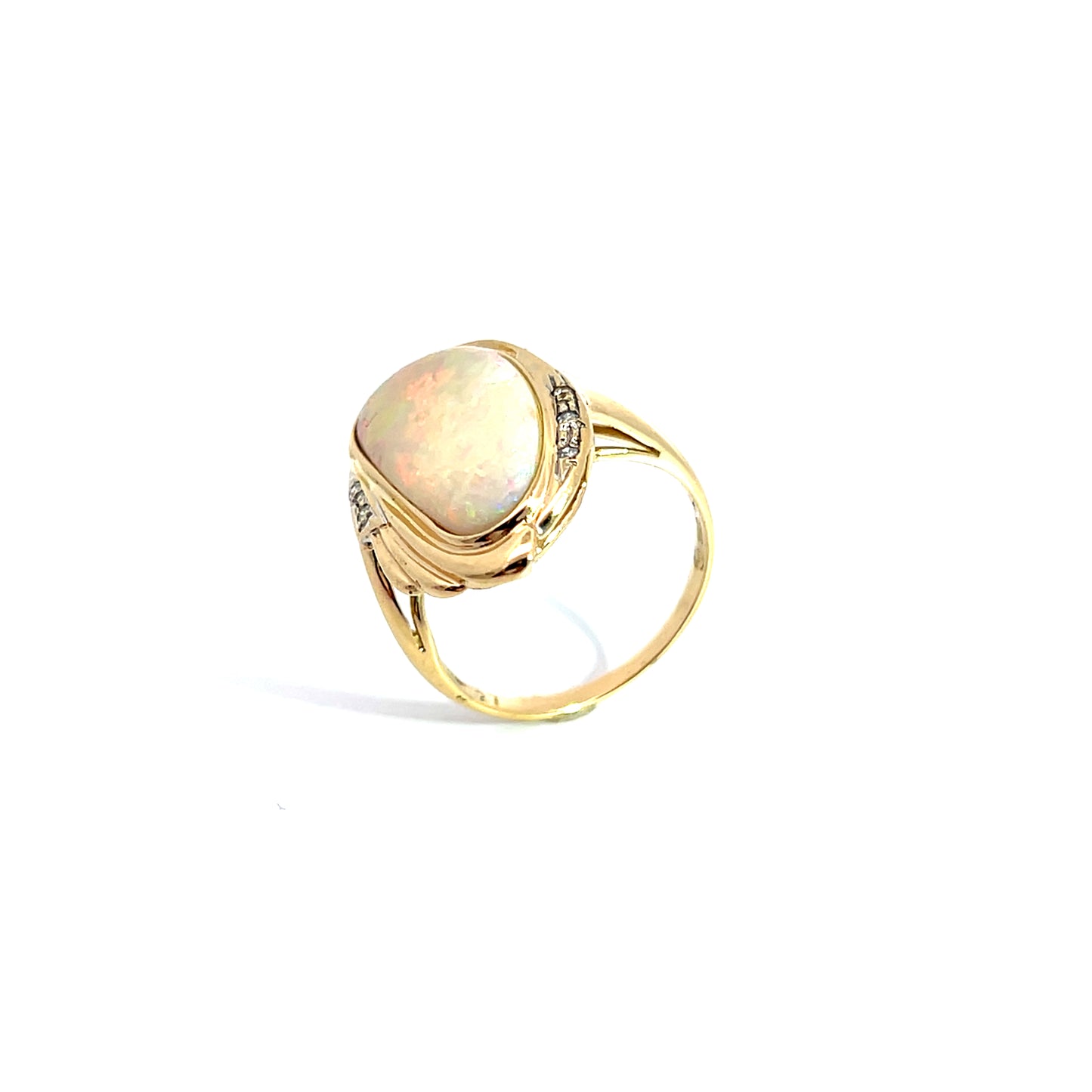 Ring Gelbgold 585 / 14 Karat mit Diam. & Opal Nr. 5943