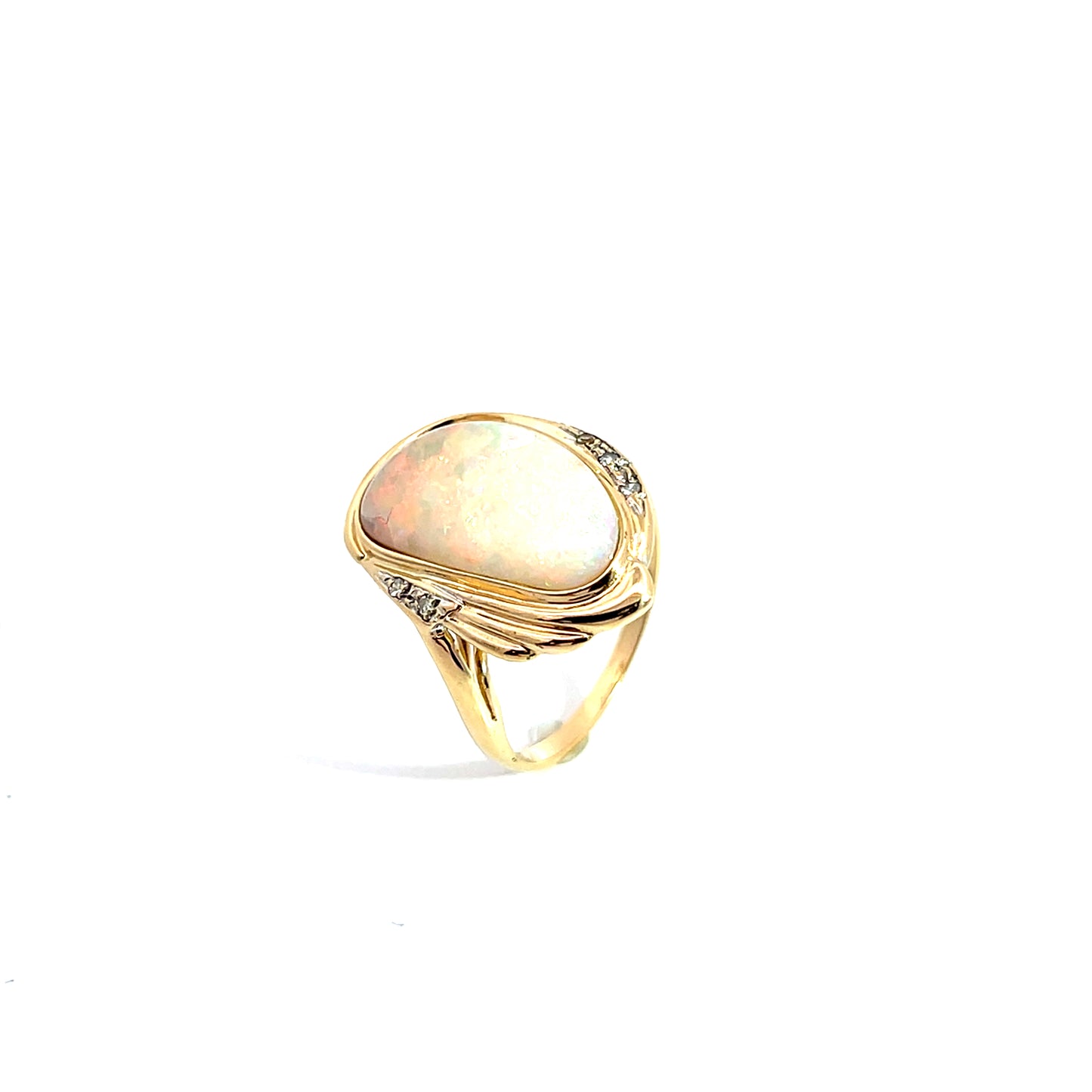 Ring Gelbgold 585 / 14 Karat mit Diam. & Opal Nr. 5943