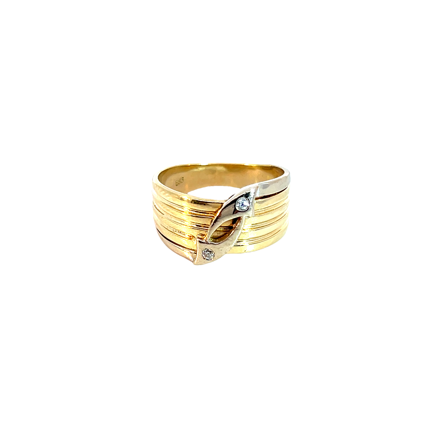 Ring Bicolor 585 / 14 Karat mit Zirkonia Gr. 59 Nr. 6178