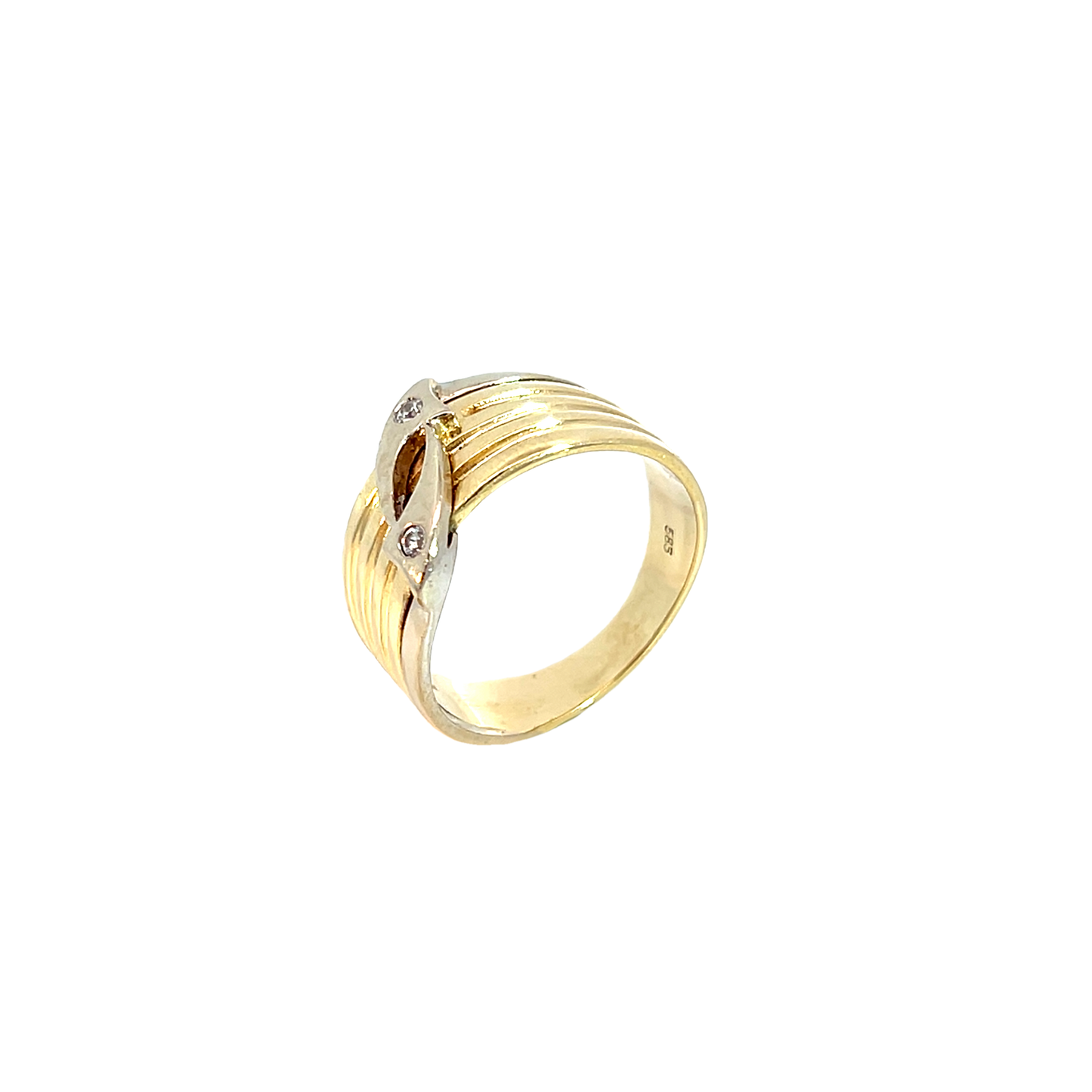 Ring Bicolor 585 / 14 Karat mit Zirkonia Gr. 59 Nr. 6178