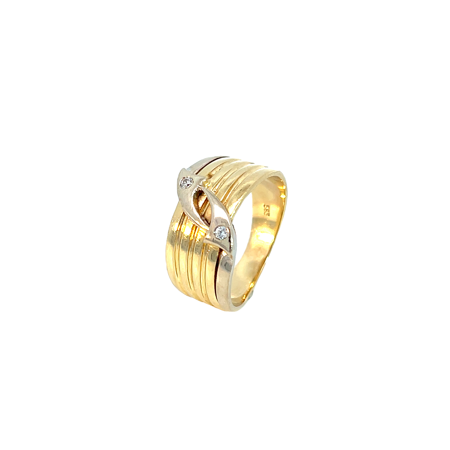 Ring Bicolor 585 / 14 Karat mit Zirkonia Gr. 59 Nr. 6178