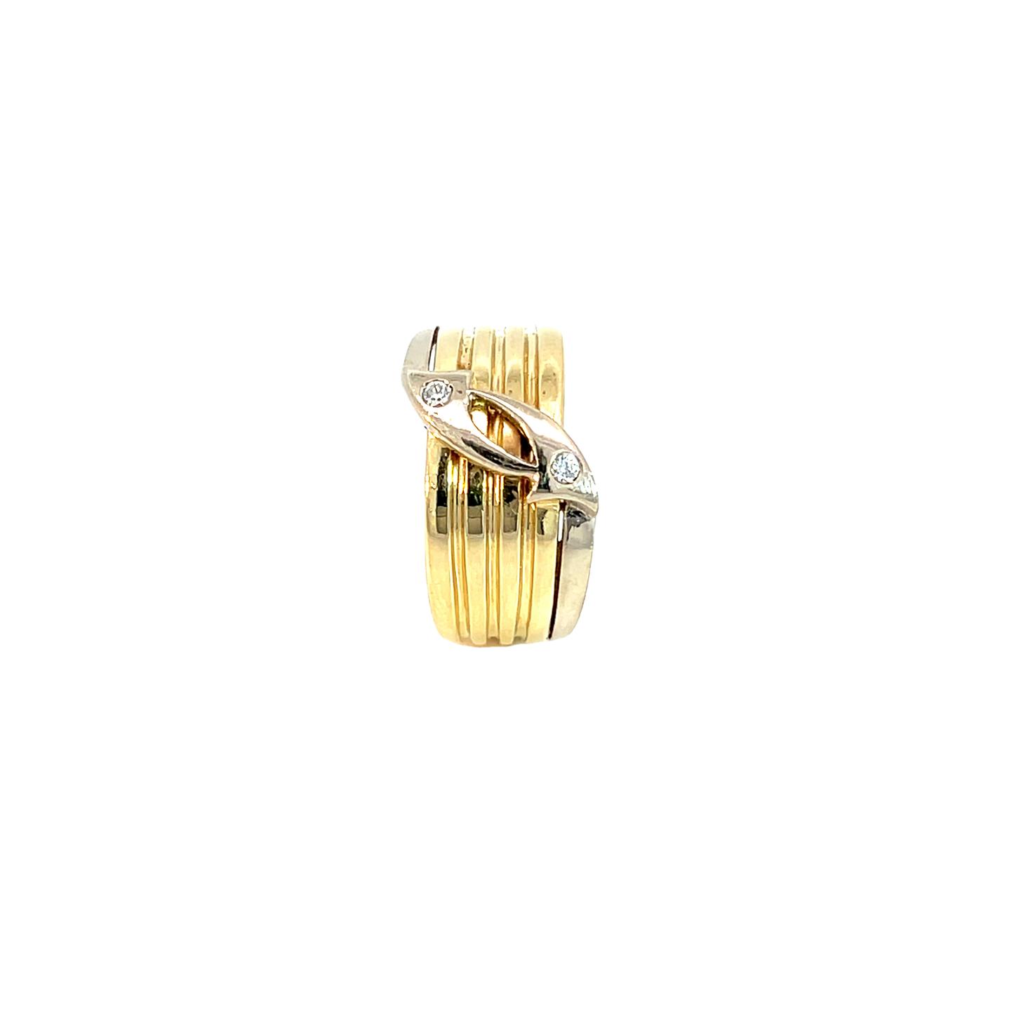 Ring Bicolor 585 / 14 Karat mit Zirkonia Gr. 59 Nr. 6178