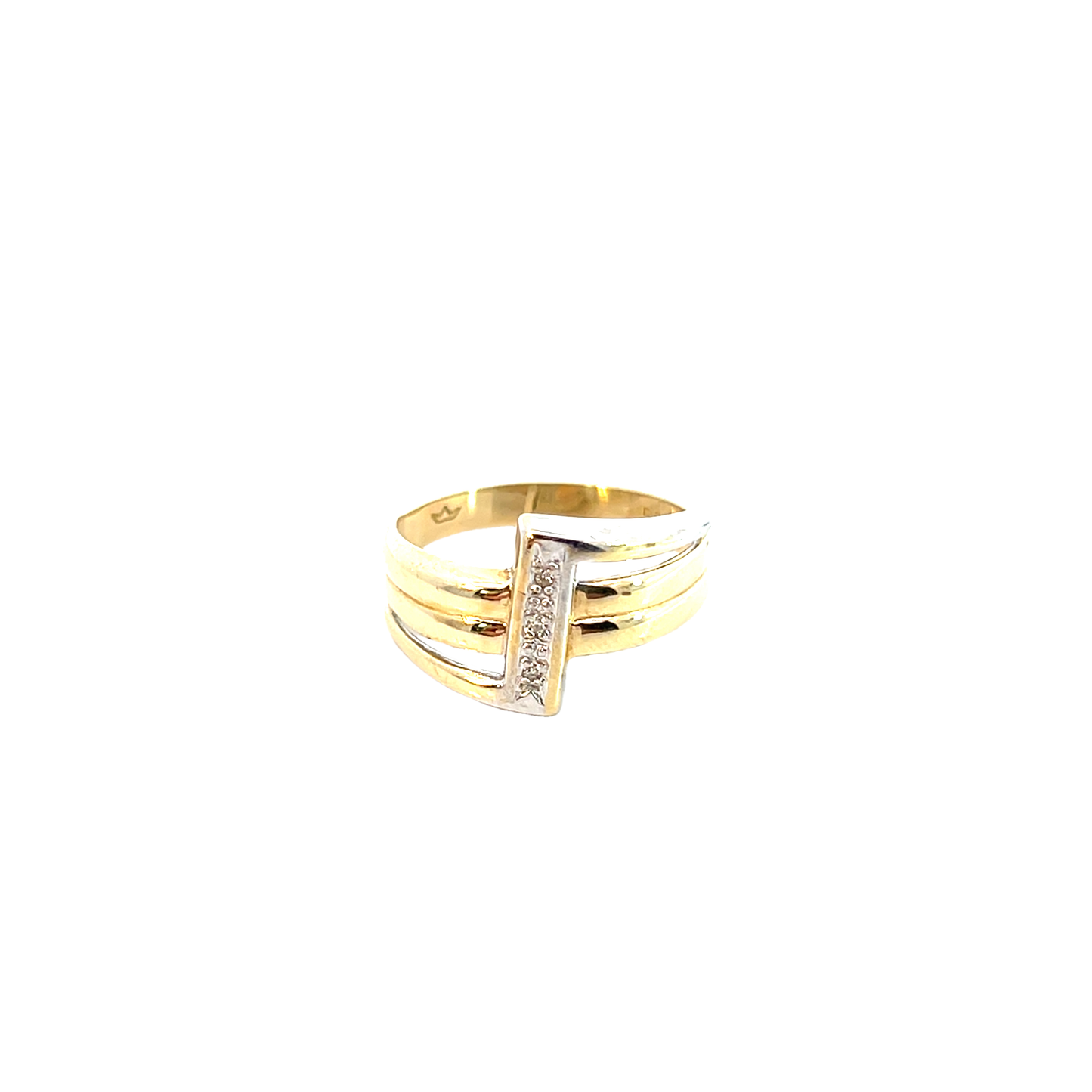 Ring Bicolor 585 / 14 Karat mit Diamant Gr. 56 Nr. 6219