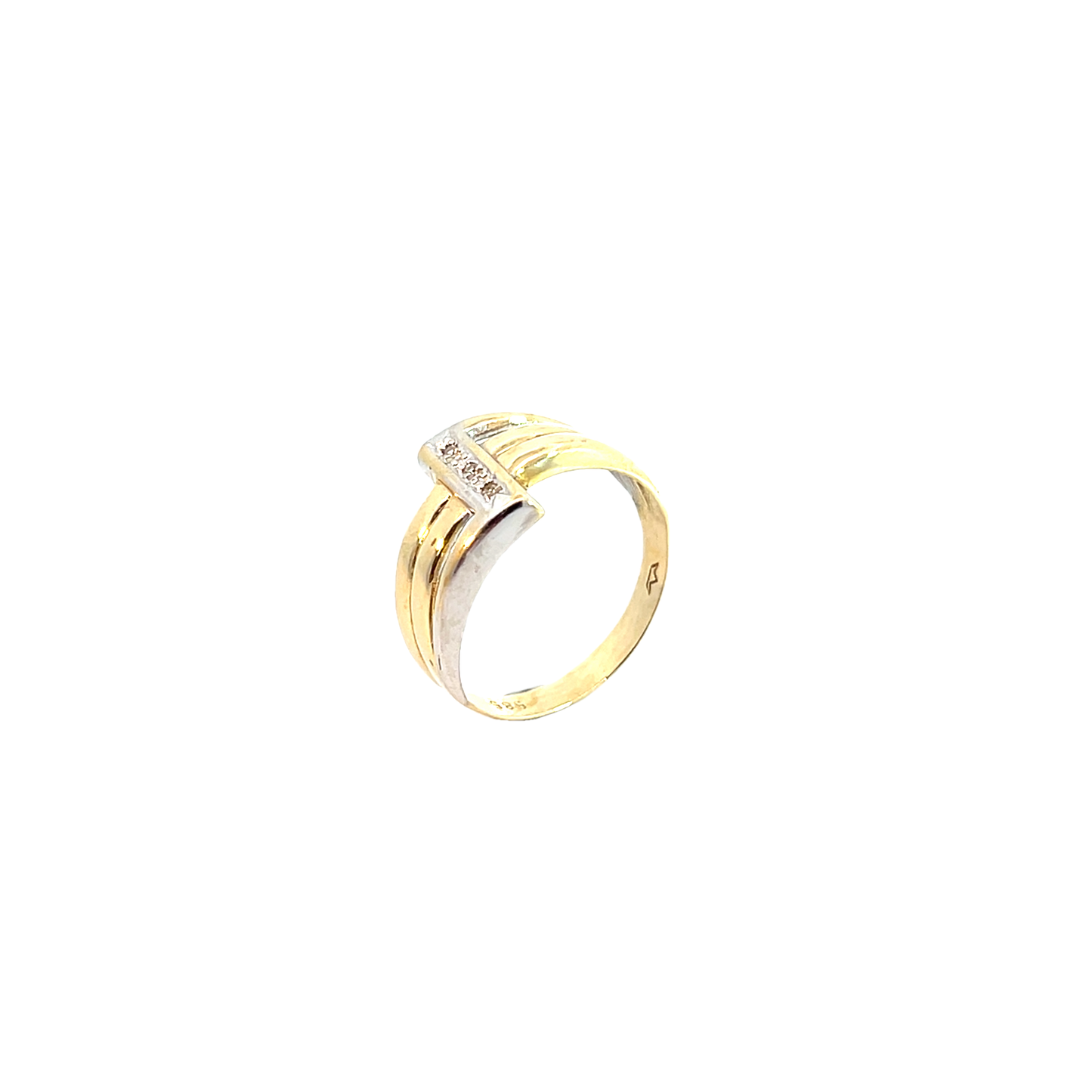 Ring Bicolor 585 / 14 Karat mit Diamant Gr. 56 Nr. 6219