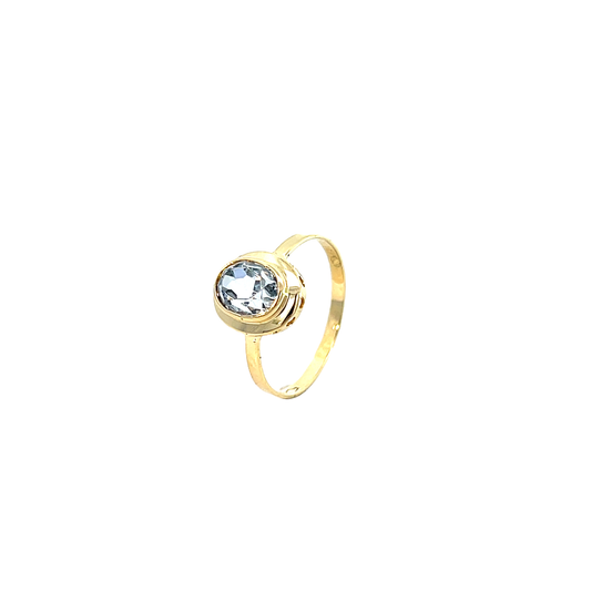 Ring Gelbgold 585 / 14 Karat mit blauem Farbstein Gr. 56 Nr. 6199