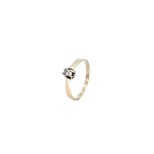 Solitärring Weißgold 585 / 14 Karat mit Brill. 0,10ct Gr. 51 Nr. 6120