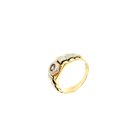 Ring Bicolor 585 / 14 Karat Gr. 64,5 Nr. 6357