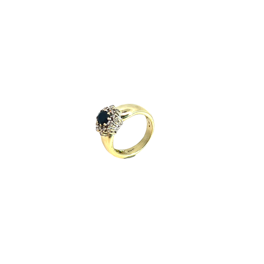 Ring Bicolor 585 / 14 Karat mit Saphir & Brill. Gr. 53 Nr. 6340