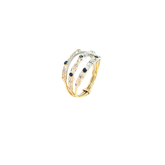 Ring Bicolor 3-reihig 585 / 14 Karat Gr. 49 Nr. 6350