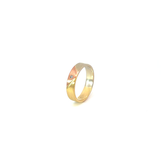 Ring Tricolor 750 / 18 Karat mit Brill. 0,01ct Gr. 54 Nr. 6469