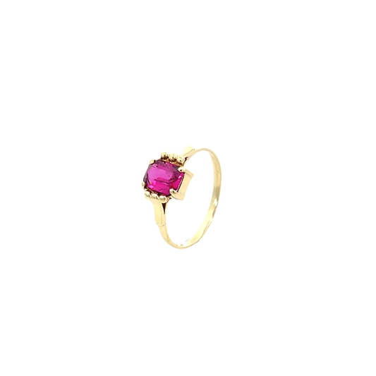 Ring Gelbgold 585 / 14 Karat mit rotem Farbstein Gr. 52,5 Nr. 6471