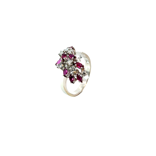 Ring Weißgold 585 / 14 Karat Brillanten & Rubine Nr. 6435