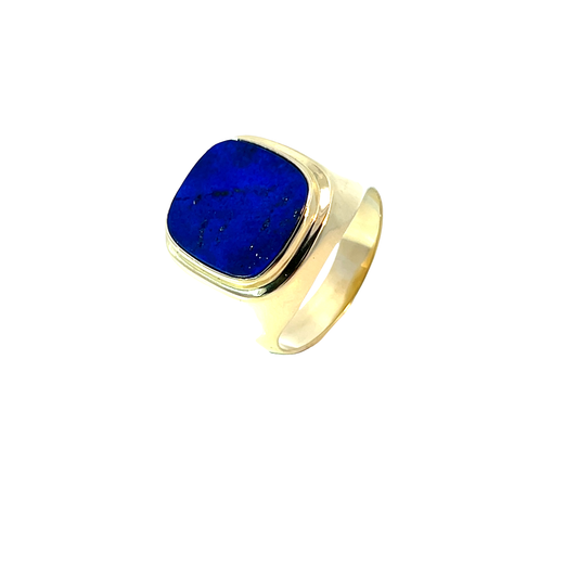 Herrenring Gelbgold 585 / 14 Karat mit Lapislazuli Nr. 6442