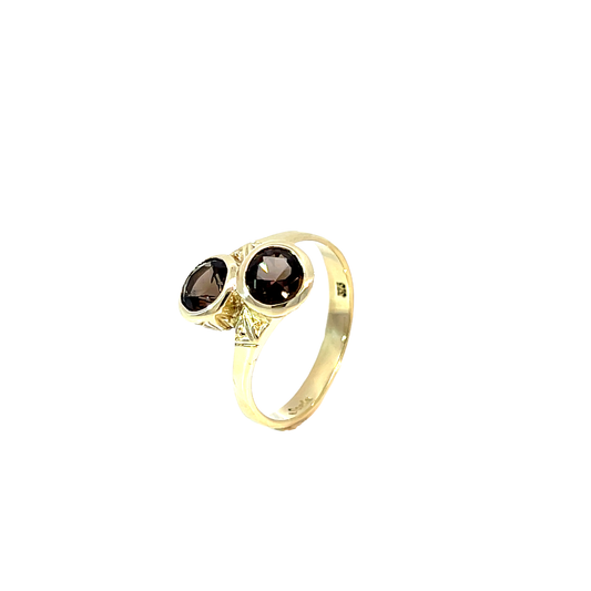Ring Gelbgold 375 / 9 Karat mit braunen Farbsteinen Nr. 6506