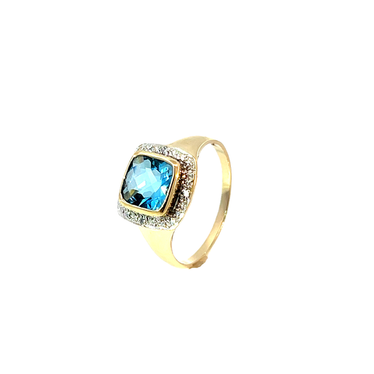 Ring Gelbgold 375 / 9 Karat mit Farbst. & Diam. Nr. 6507