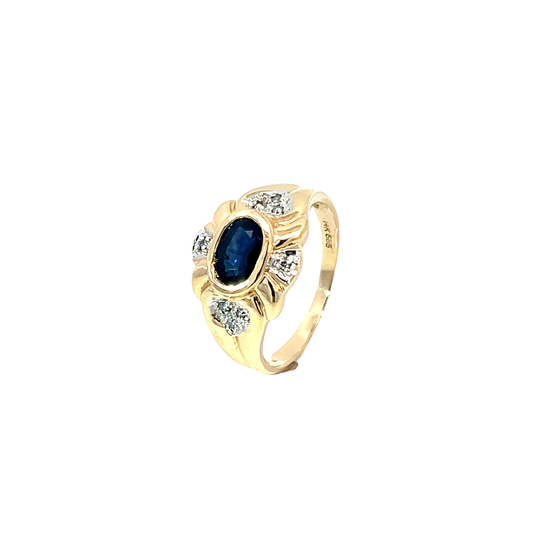 Ring Gelbgold 585 / 14 Karat Farbst. & Diam. Nr. 6512