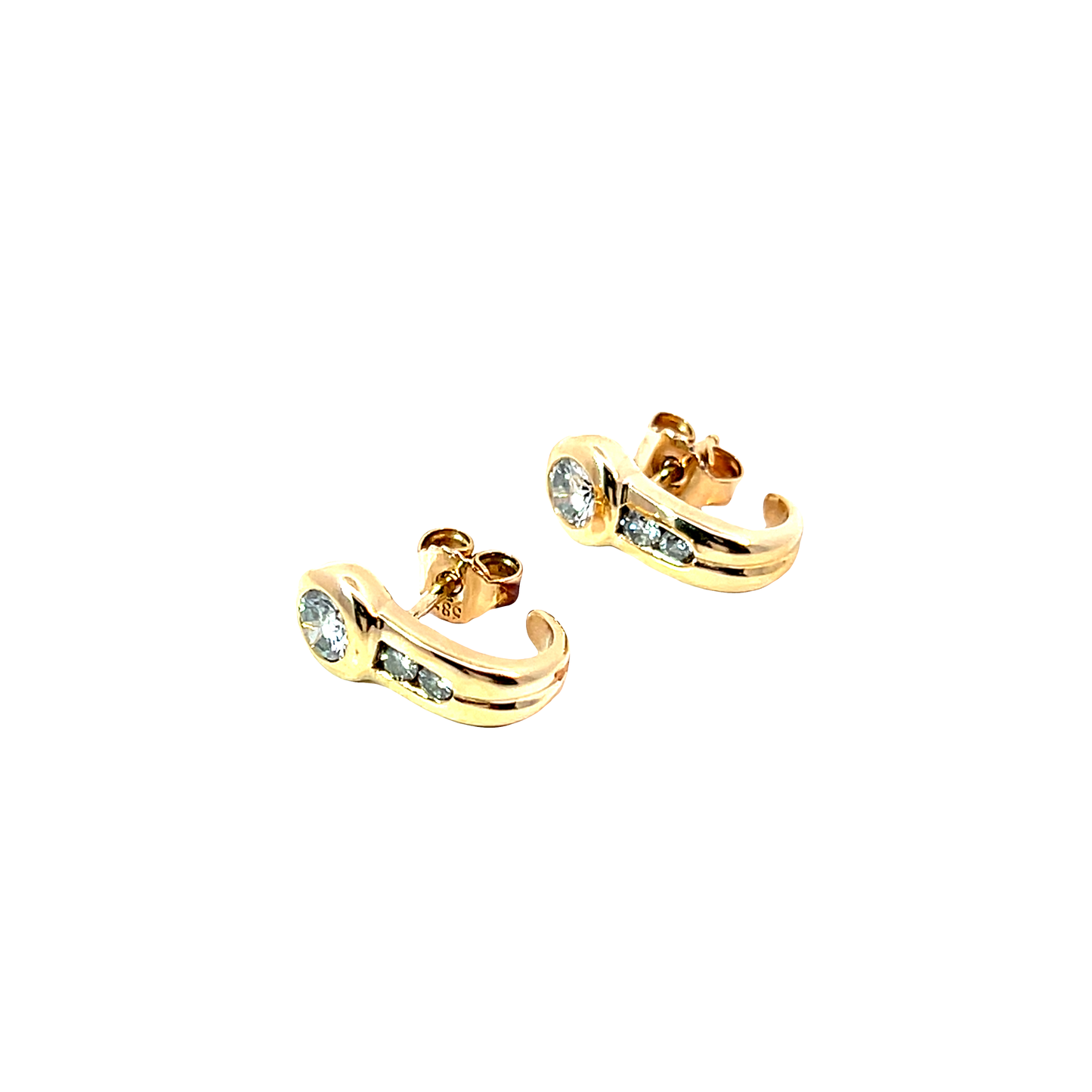 P. Ohrstecker Gelbgold 585 / 14 Karat Mit Brill. Nr. 6486