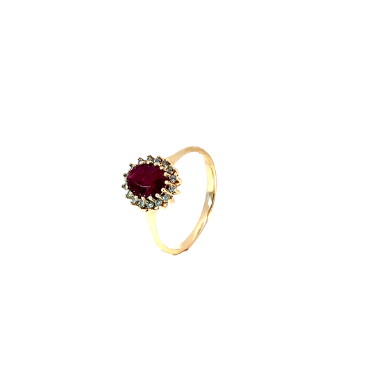 Ring Gelbgold 585 / 14 Karat mit Rubin & Brill. Nr. 6588