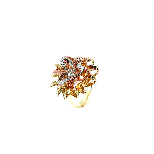 Ring Tricolor 585 / 14 Karat "Blume" Gr. 50 Nr. 6577