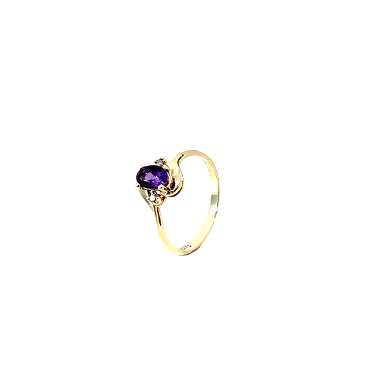Ring Gelbgold 375 / 9 Karat Farbst. & Diam. Nr. 6580