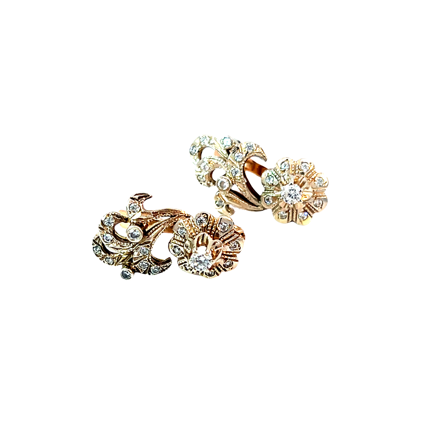 P. Ohrhänger Bicolor 585/- & 375/- mit Steinen Nr. 6595