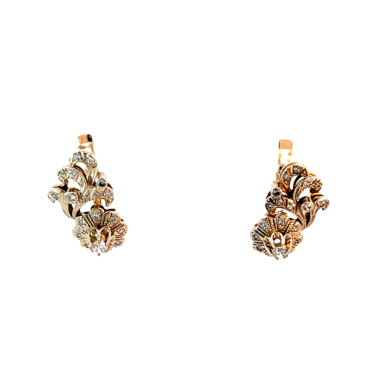 P. Ohrhänger Bicolor 585/- & 375/- mit Steinen Nr. 6595