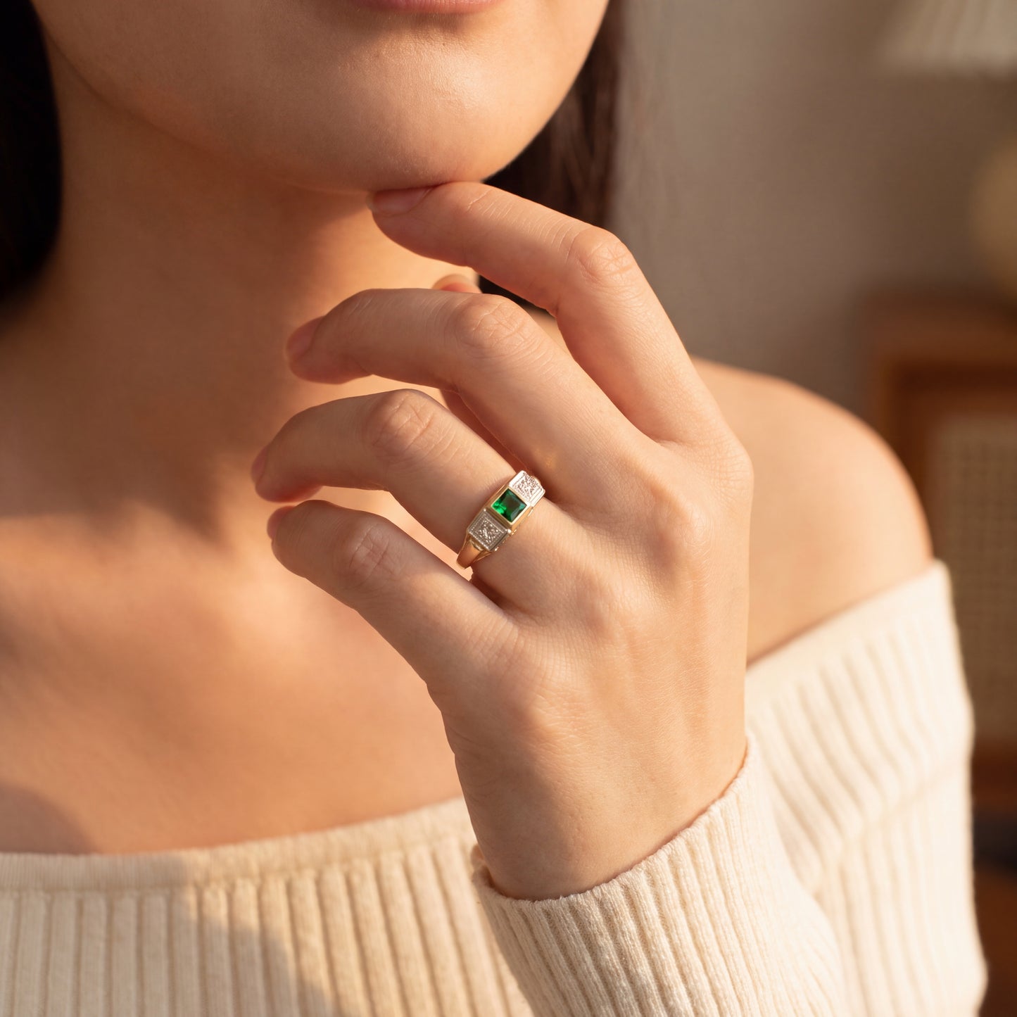 Ring Bicolor 585 / 14 Karat mit Brill. Gr. 61 Nr. 6802