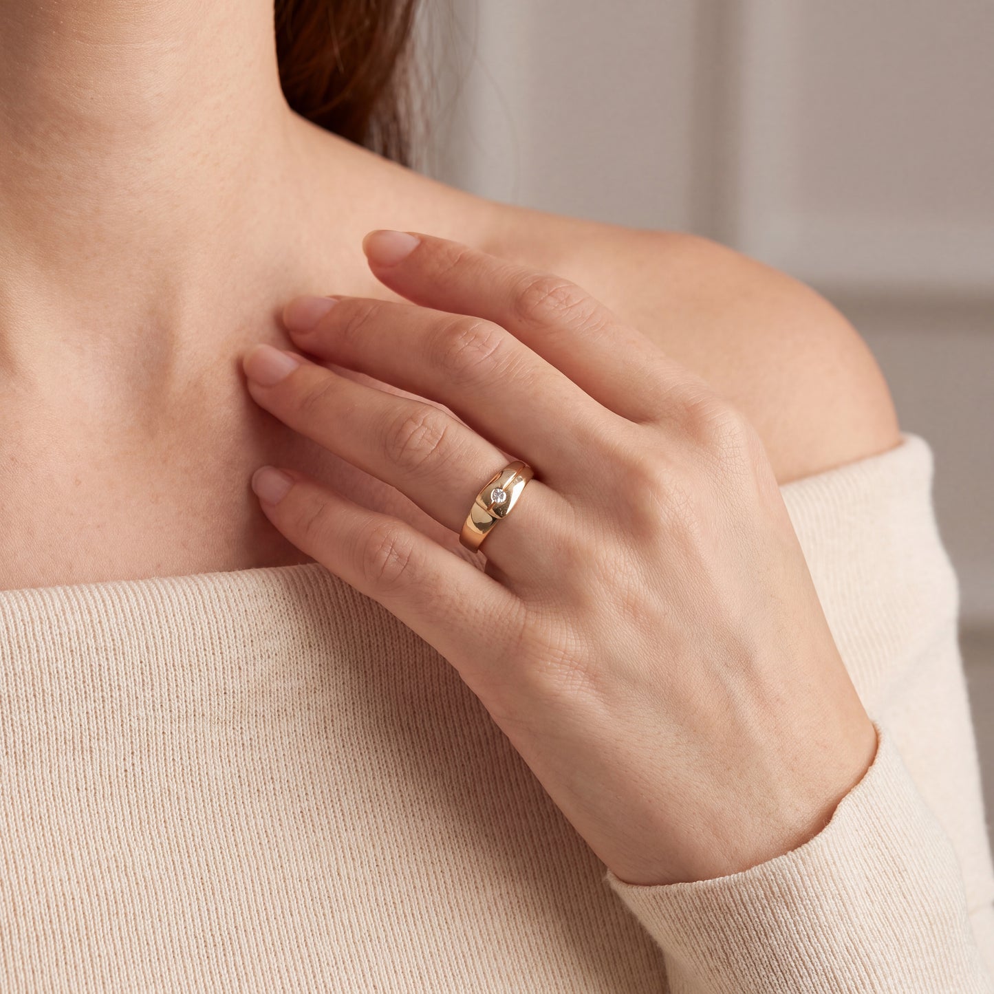 Ring Bicolor 585 / 14 Karat mit Brill. Gr. 58,5 Nr. 6823