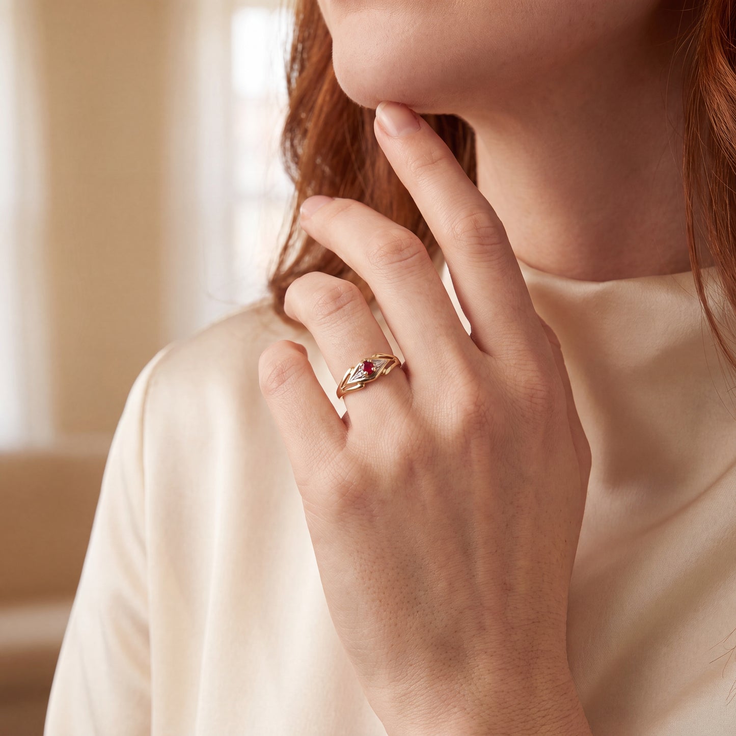 Ring Bicolor 750 / 18 Karat mit Rubin Gr. 56 Nr. 6932
