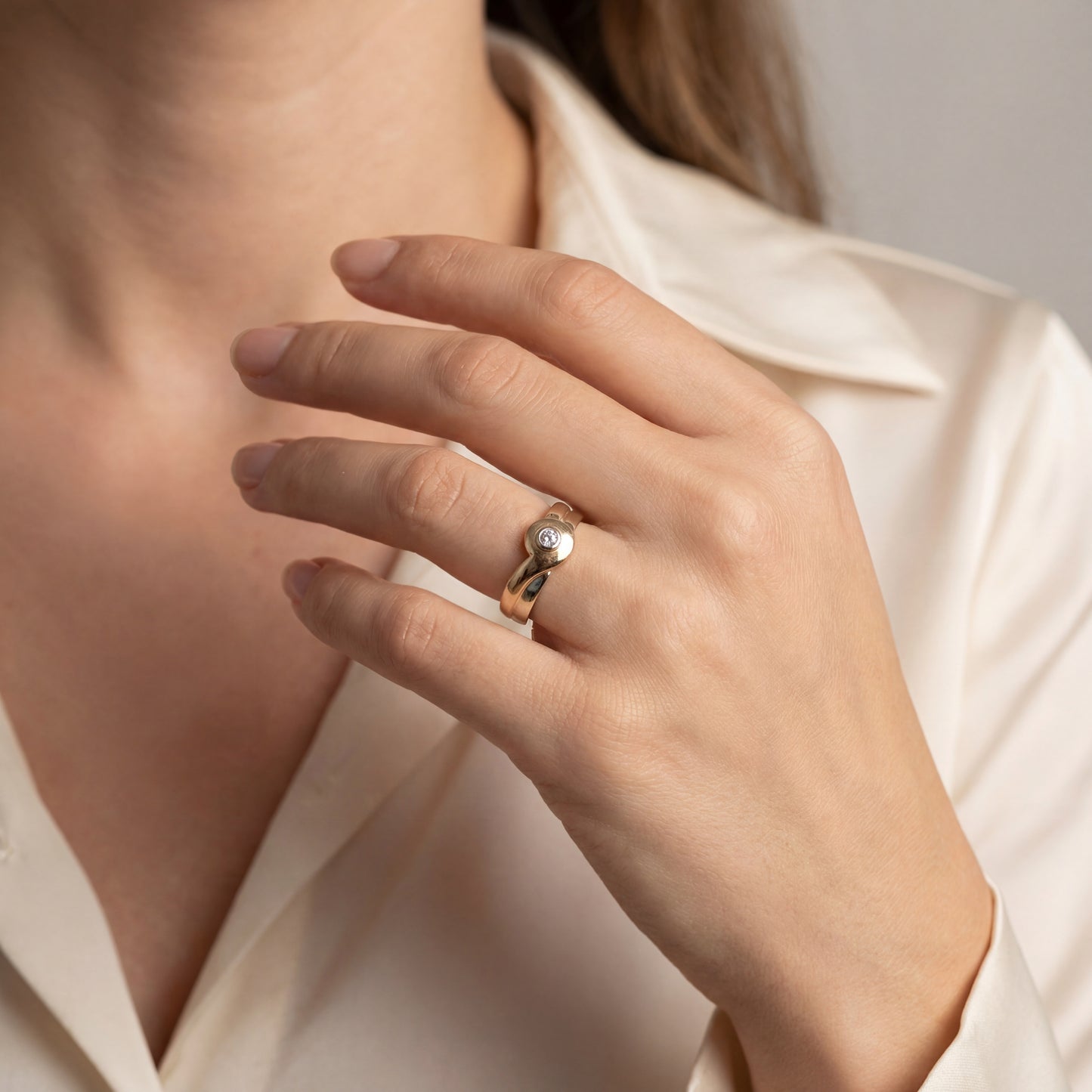 Ring Bicolor 585 / 14 Karat mit Brill. Gr. 55 Nr. 6299