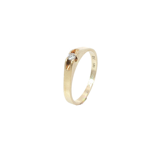 Ring Gelbgold 585 / 14 Karat mit Brillant 0,10 ct Gr. 63 Nr. 5440