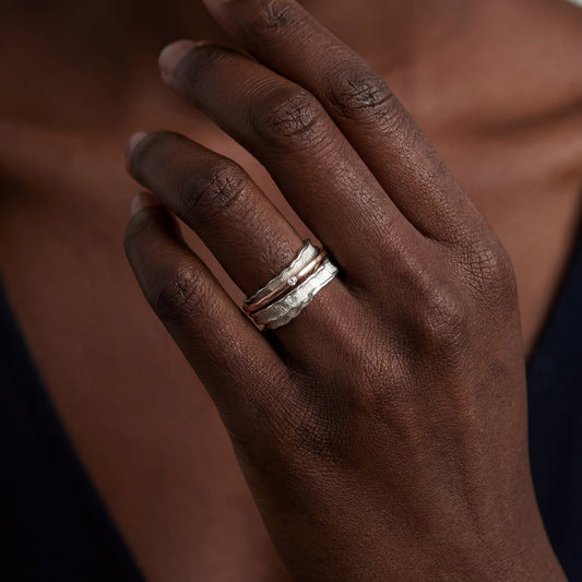 Ring Bicolor 585 / 14 Karat mit Brill. 0,04 ct Gr. 60 Nr. 6726