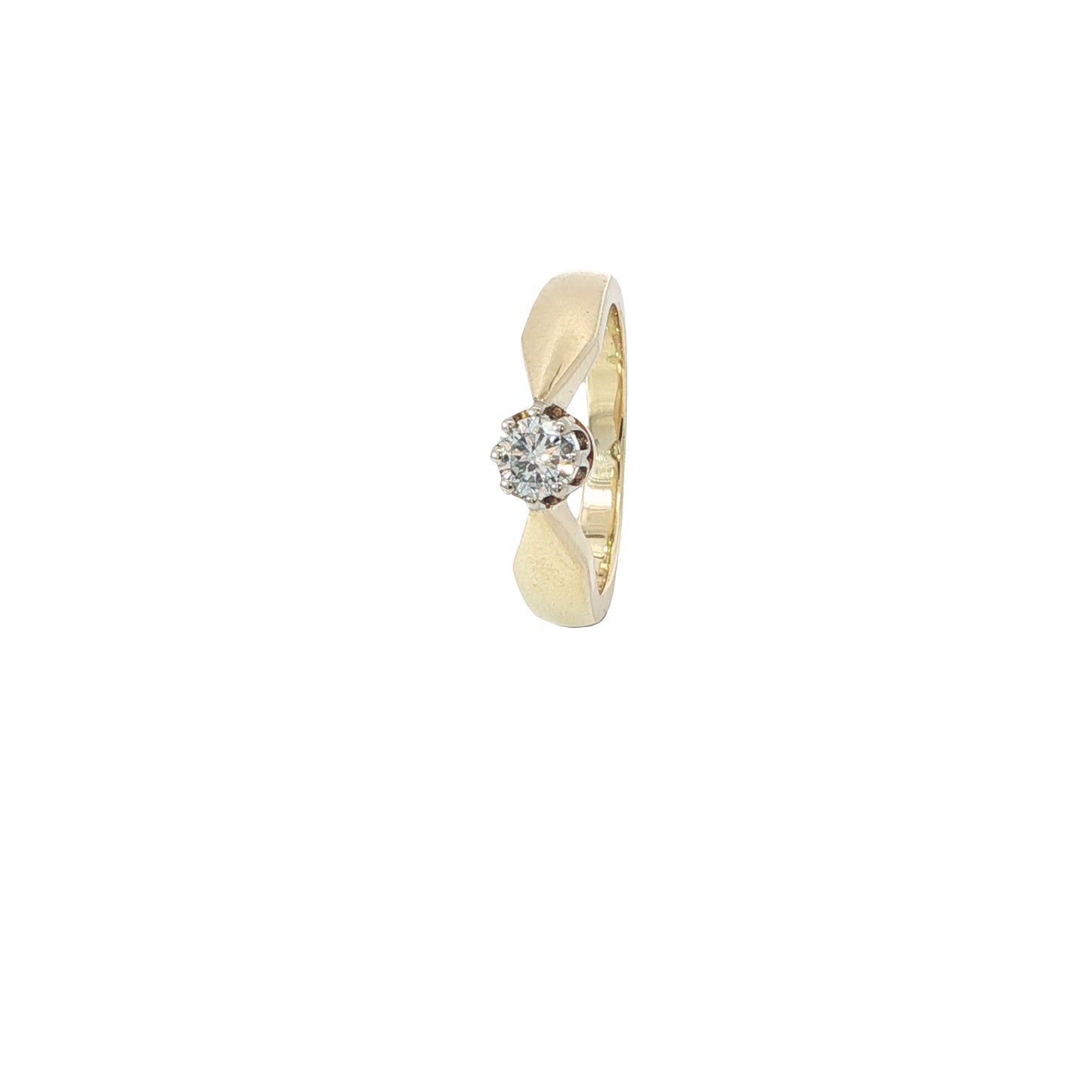 Solitärring Bicolor 585 / 14 Karat Brill. Nr. 6541