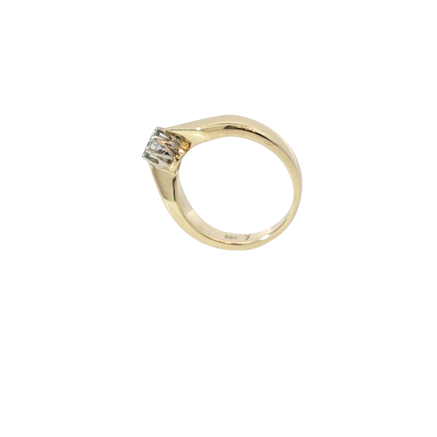 Solitärring Bicolor 585 / 14 Karat Brill. Nr. 6541